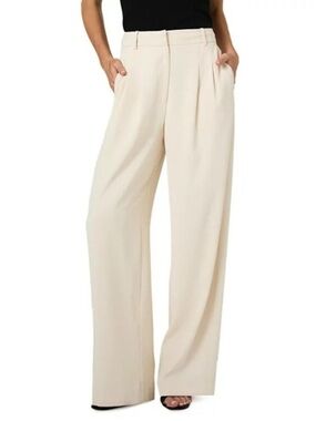 French Connection Cream Wide Leg Trousers Pleated XL NWT